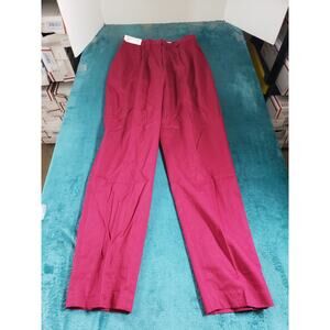 VINTAGE Izod Pants Size 10 Womens Red Khaki Career Slacks Cotton Pleated NWT